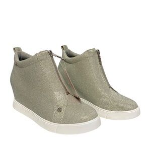 Juicy Couture Joanz Wedge Sneakers Fall Y2K Casual Ankle Boots Silver 9